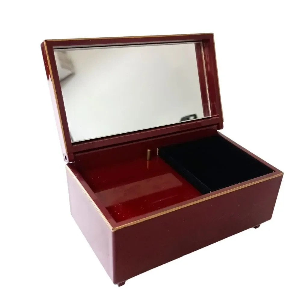 Otagiri Lacquerware Jewelry Box Magnolia Japan Musical Mirror Felt VIDEO Vtg 80s